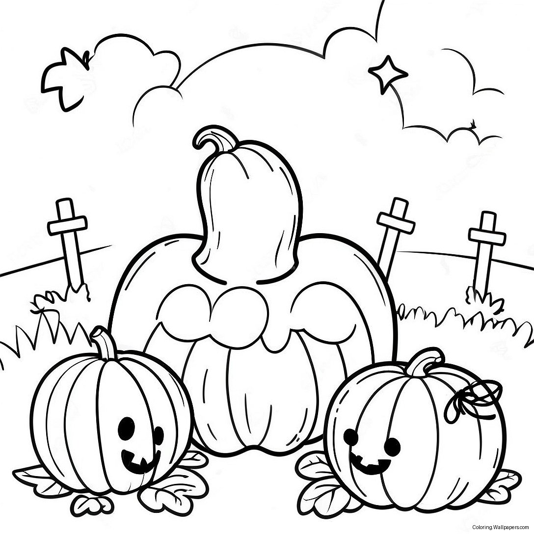 Vintage Halloween Pumpkin Patch Coloring Page 12175