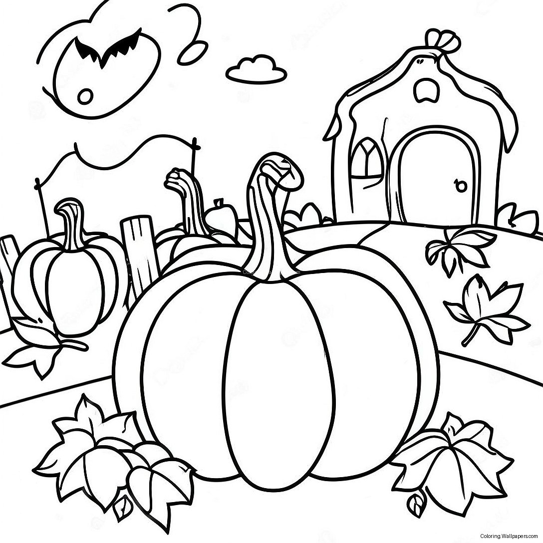 Vintage Halloween Pumpkin Patch Coloring Page 12176