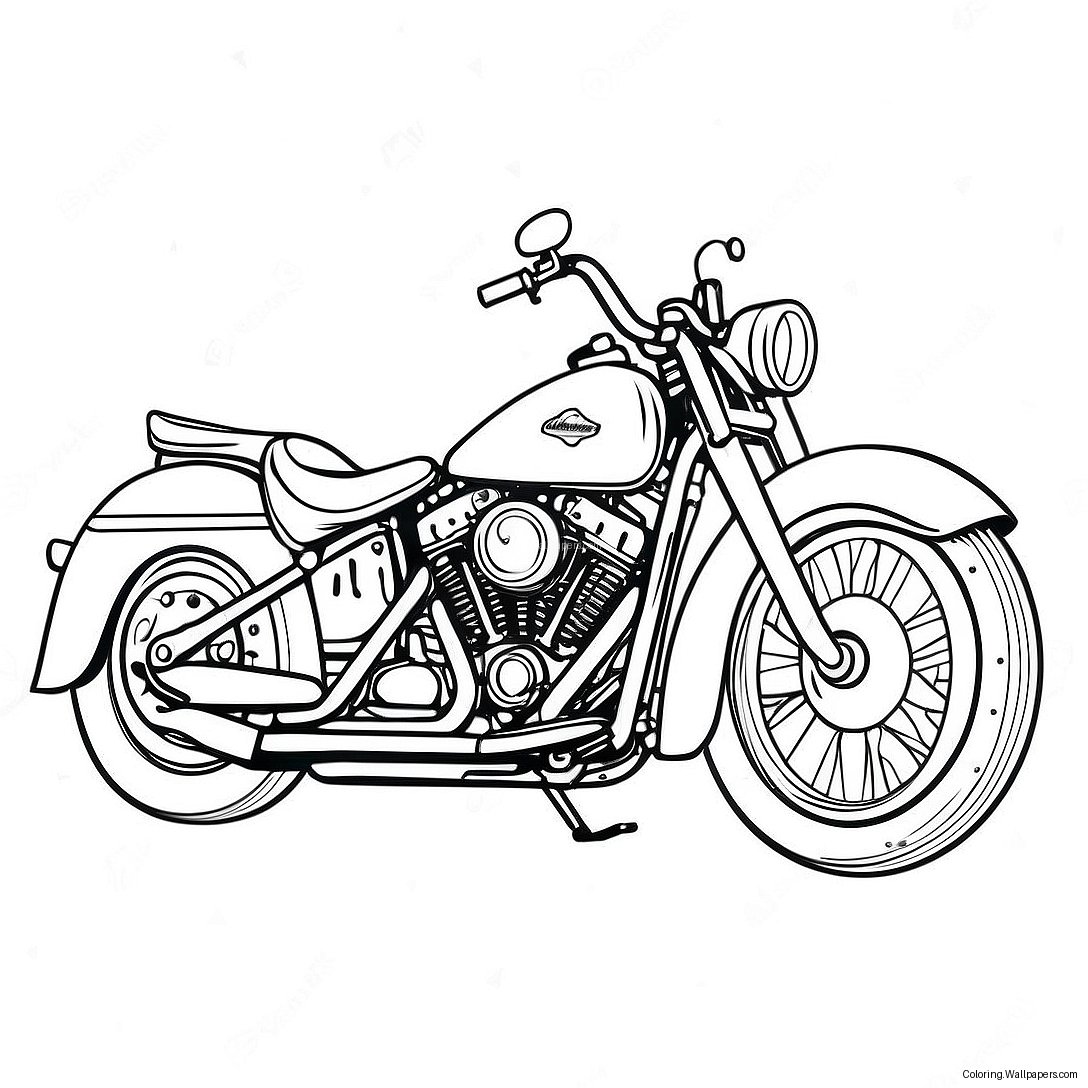 Vintage Harley Motorcycle Coloring Page 46767