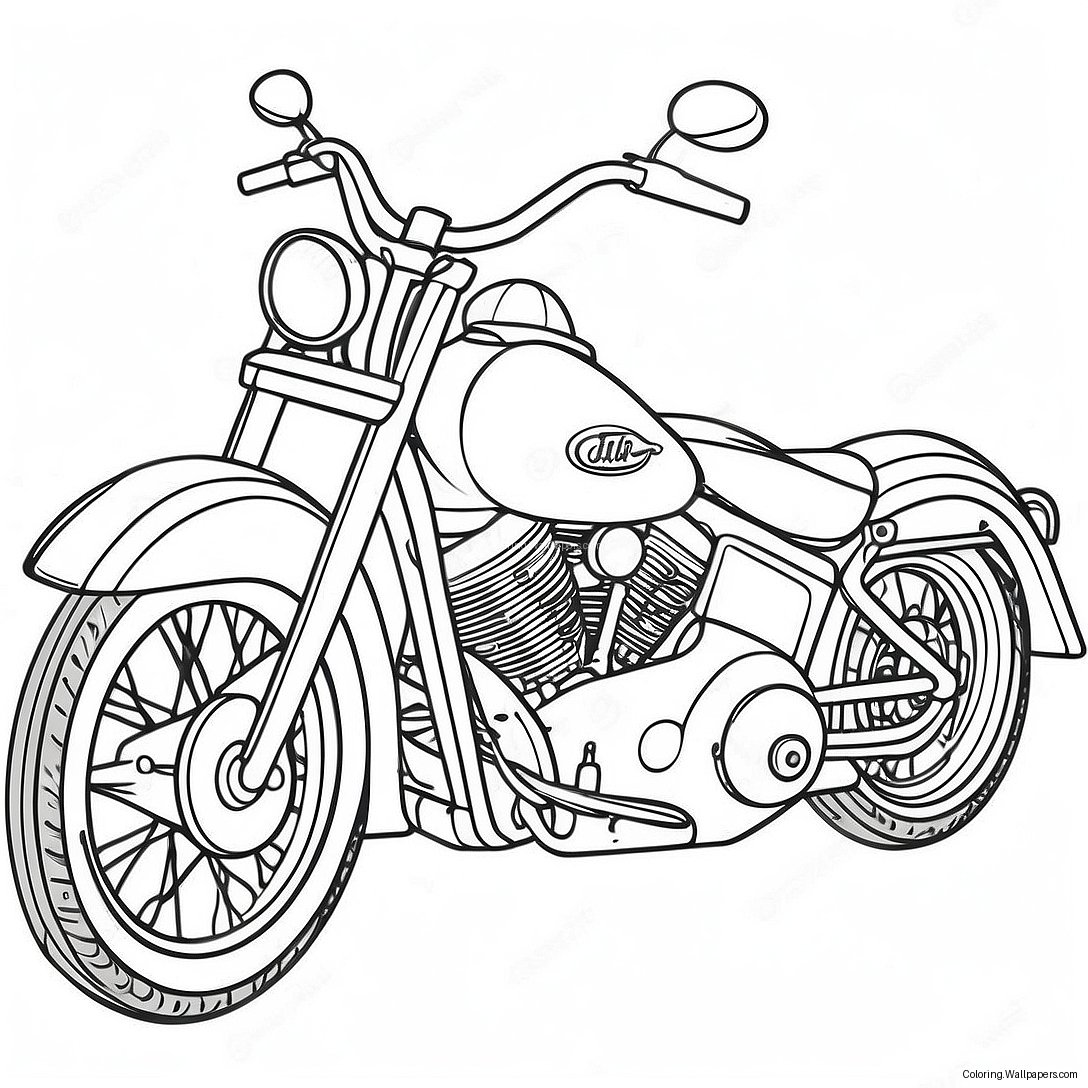 Vintage Harley Motorcycle Coloring Page 46768