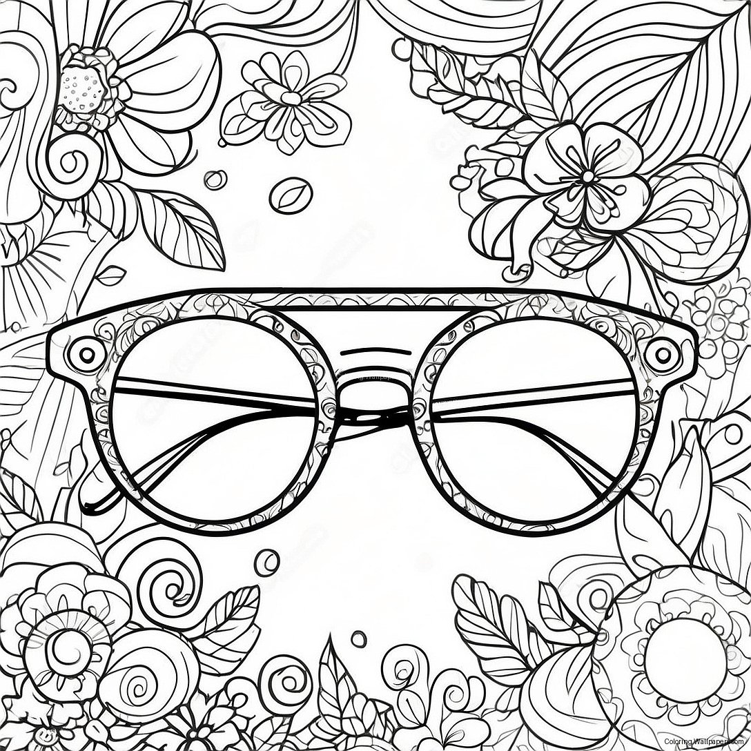 Vintage Hipster Glasses Coloring Page 25977