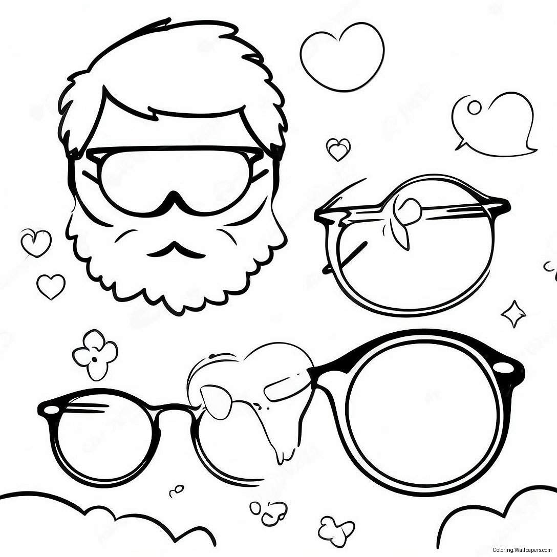 Vintage Hipster Glasses Coloring Page 25979