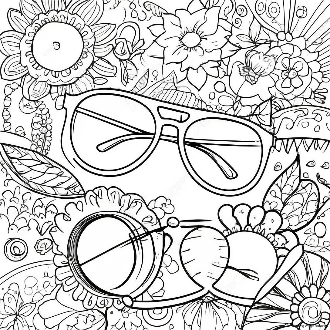 Vintage Hipster Glasses Coloring Page 25980