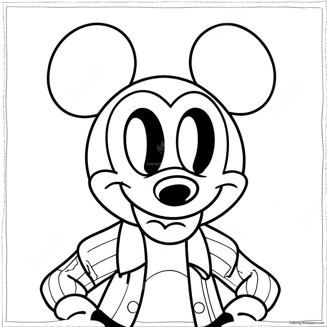 Vintage Hipster Mickey Mouse Coloring Page 21329