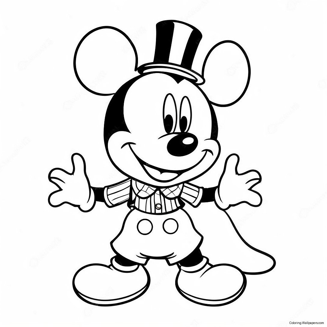 Vintage Hipster Mickey Mouse Coloring Page 21330