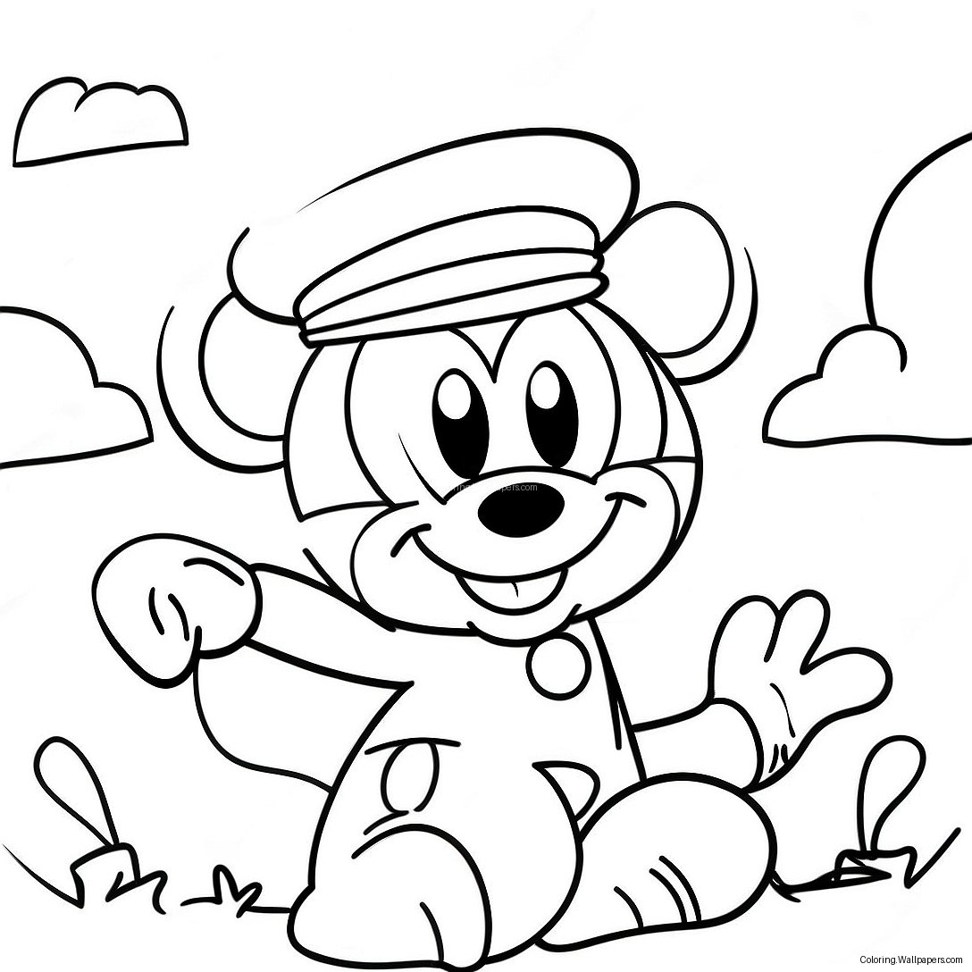 Vintage Hipster Mickey Mouse Coloring Page 21331