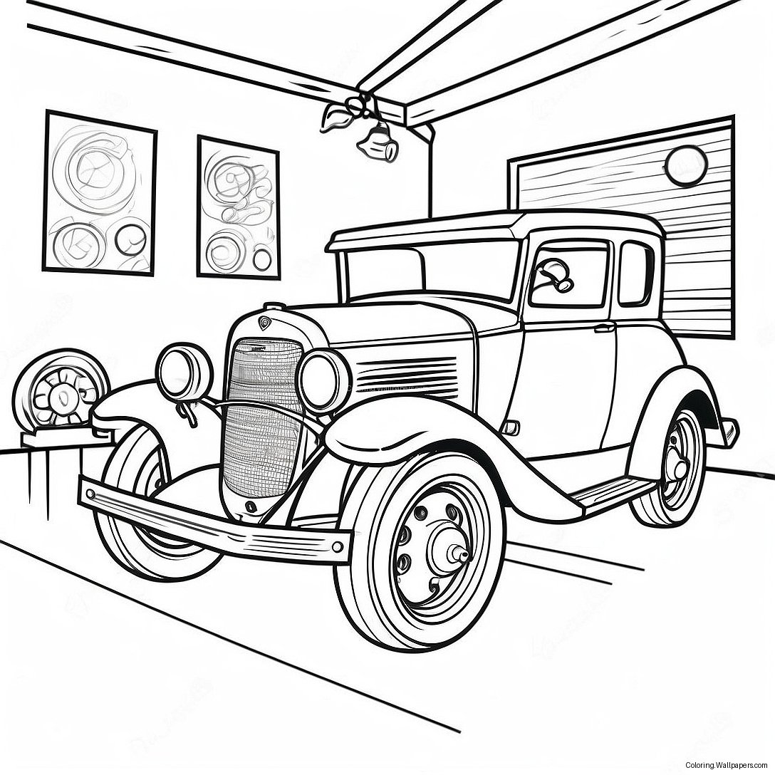 Vintage Mechanic Garage Coloring Page 38598