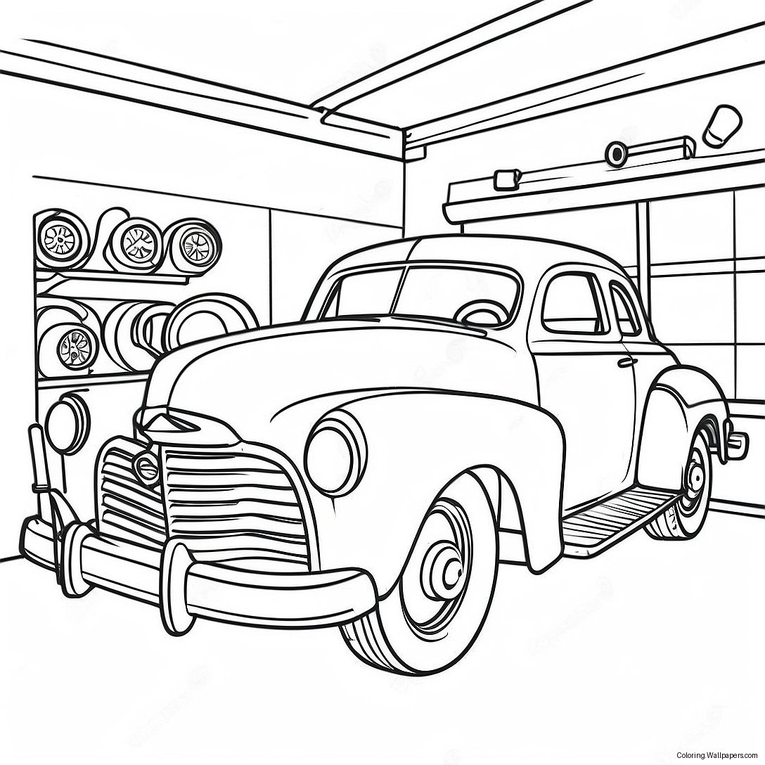 Página Para Colorear De Un Taller Mecánico Vintage 38600