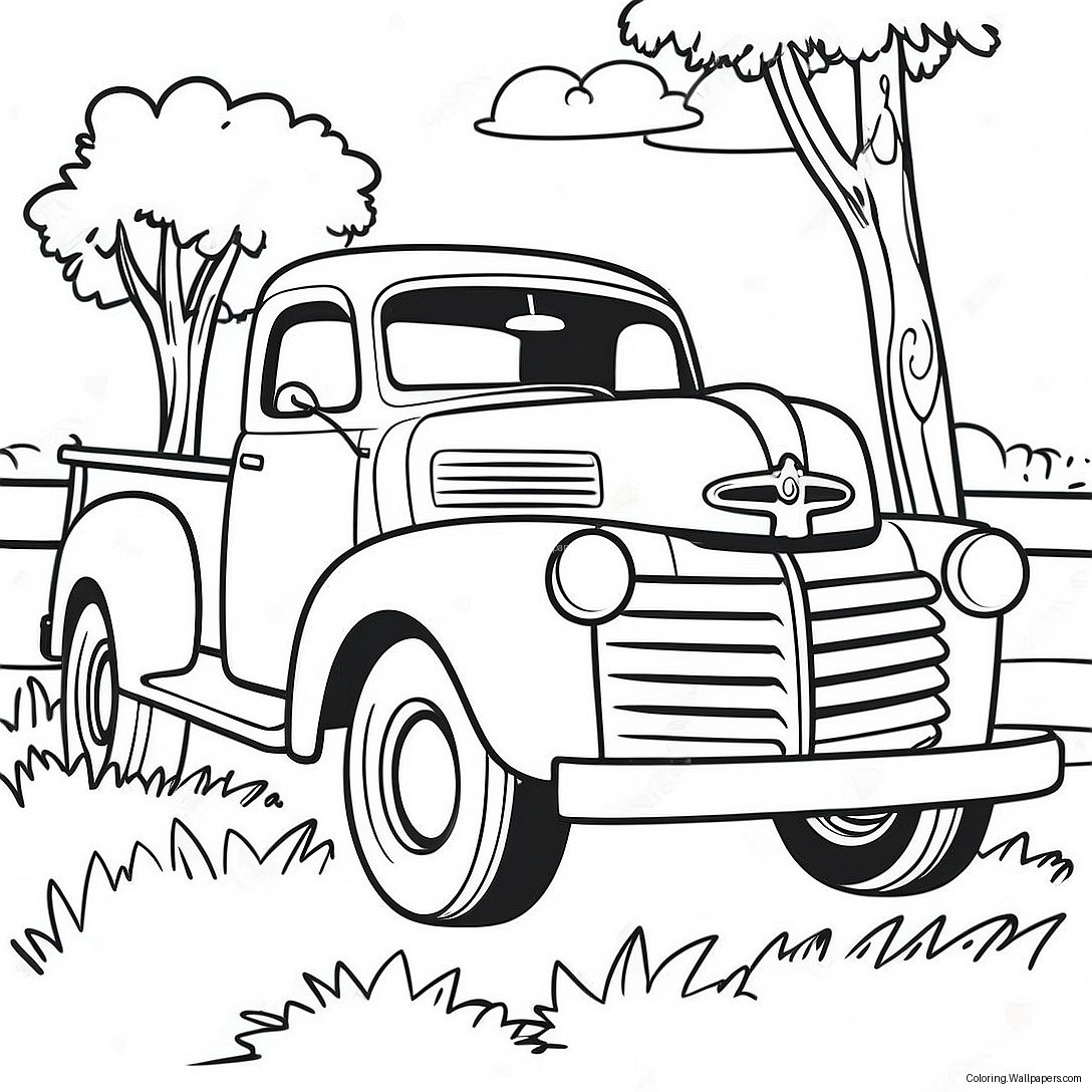Vintage Pickup Truck Coloring Page 22404