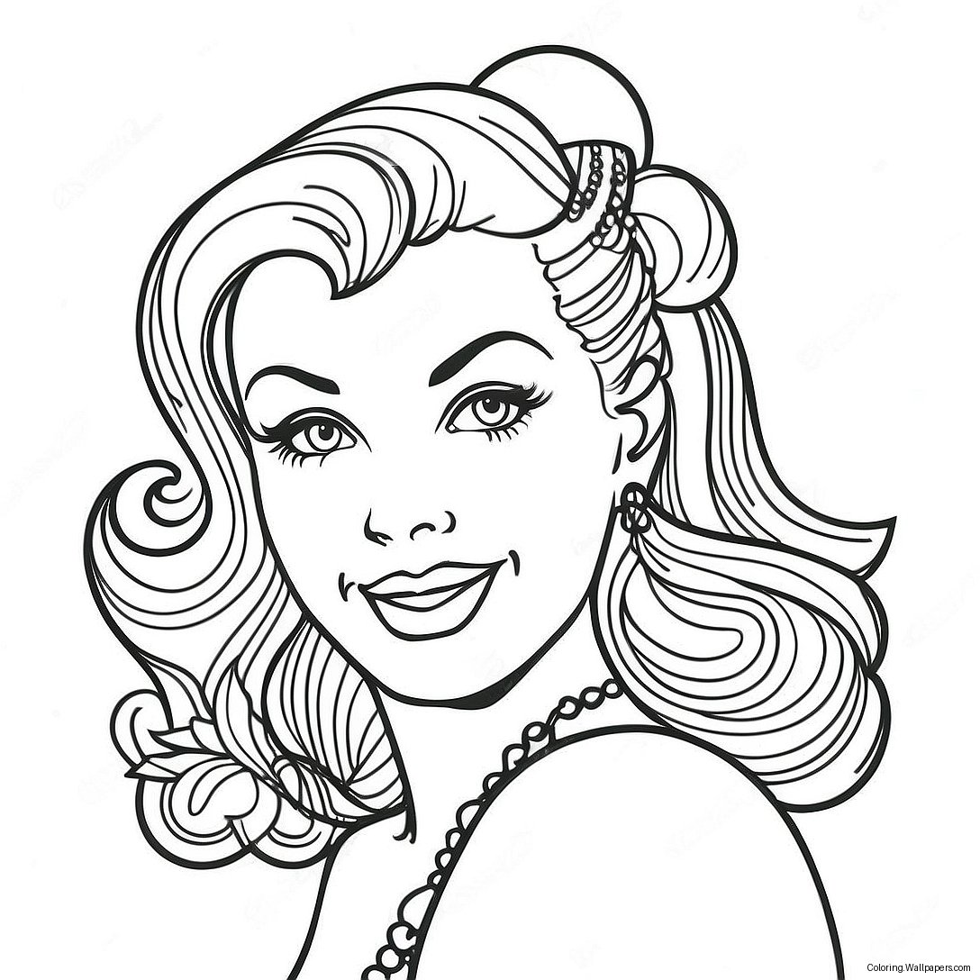 Vintage Pin Up Girl Coloring Page 24921