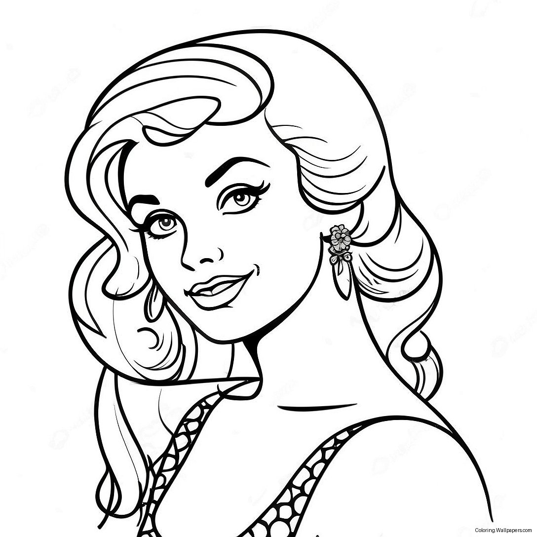 Página Para Colorear De Una Chica Pin-Up Vintage 24924