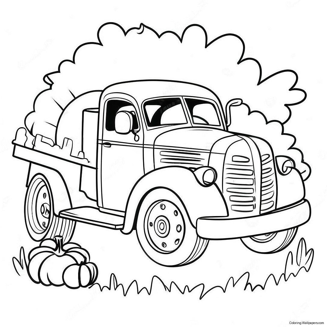 Vintage Pumpkin Truck Coloring Page 51838
