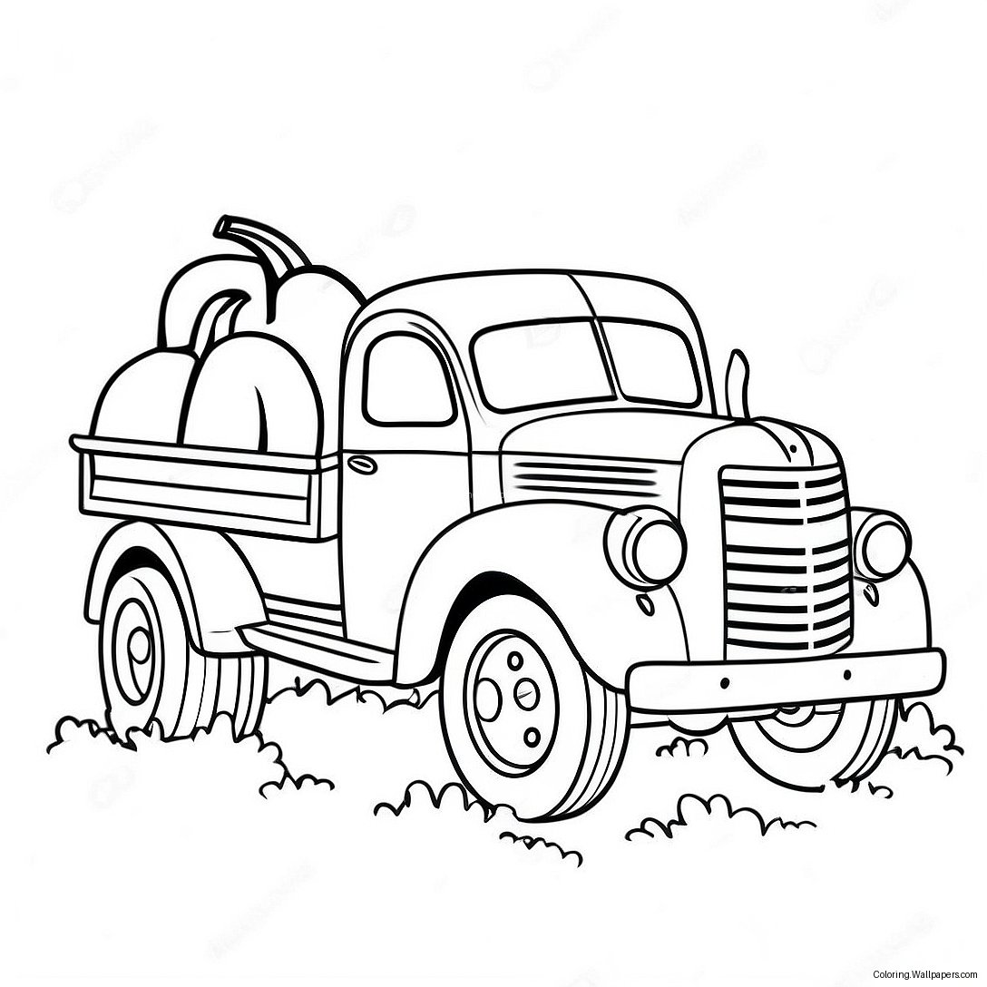 Pagini De Colorat Cu Camionul De Dovleac Vintage 51839