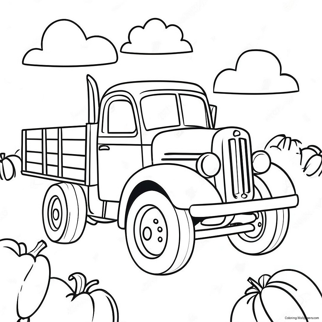 Vintage Pumpkin Truck Coloring Page 51840