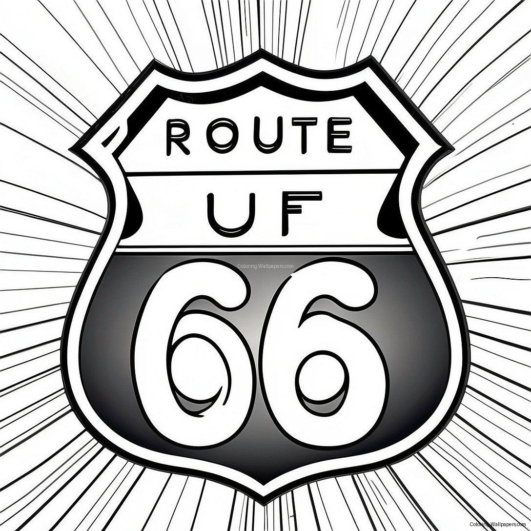 Vintage Route 66 Sign Coloring Page 50742