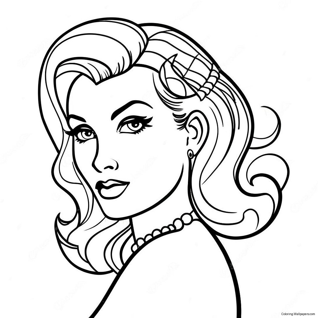 Vintage Tattoo Pin Up Coloring Page 22432
