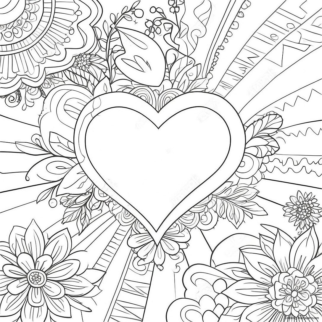 Pagina Da Colorare Di Cuore Vintage Di San Valentino 49709