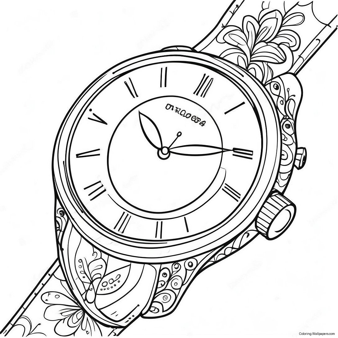 Vintage Watch Coloring Page 31388