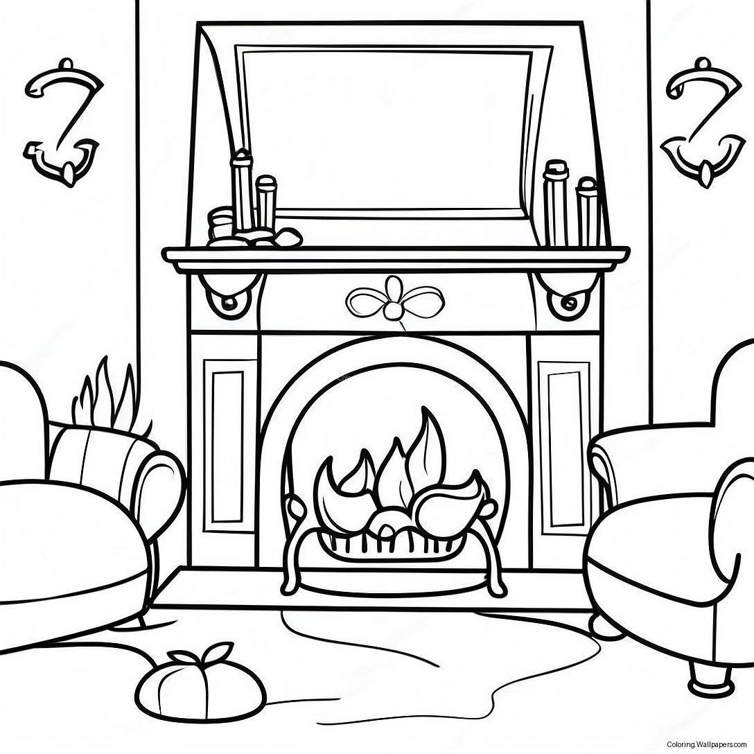 Warm And Inviting Fireplace Coloring Page 40393