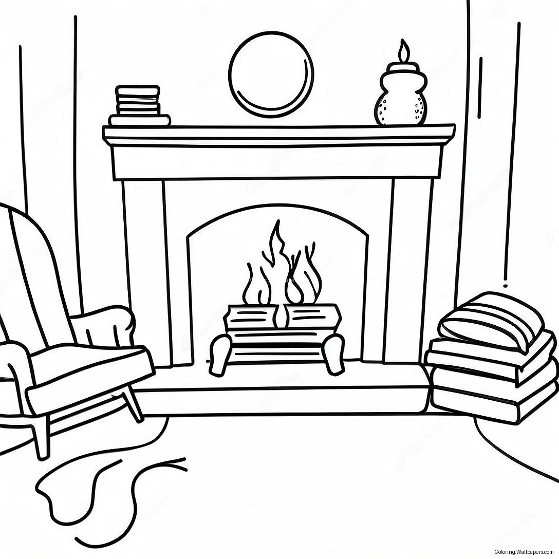 Warm And Inviting Fireplace Coloring Page 40396