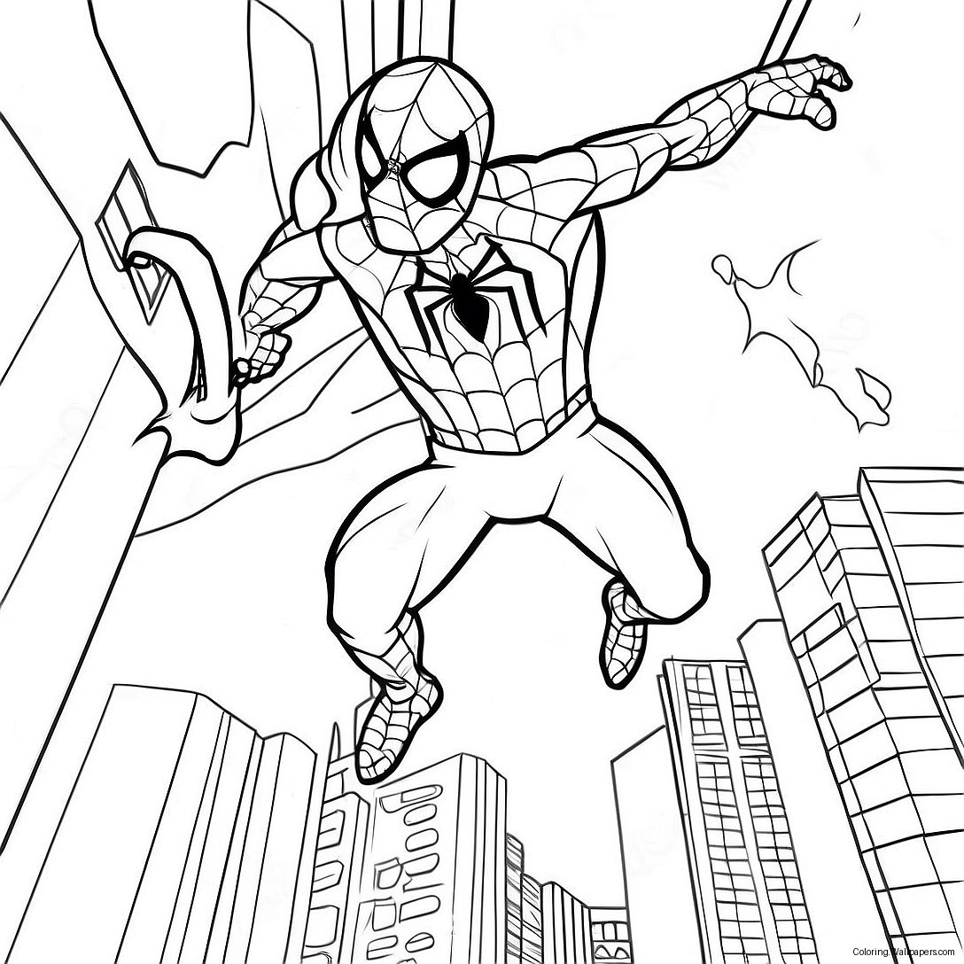 Web-Slinging Spidey Coloring Page 11428