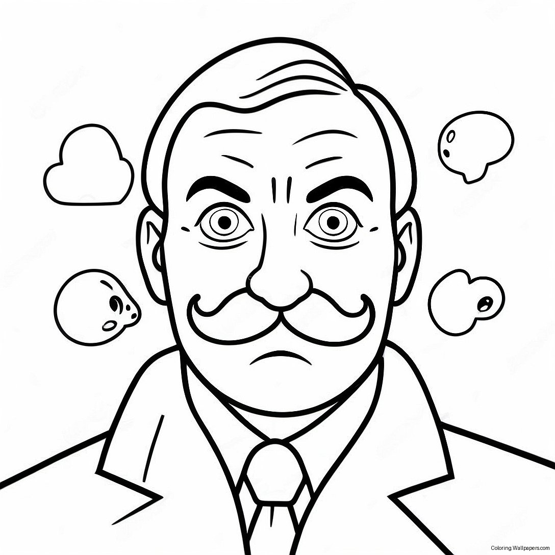 Weird Strict Dad With A Mustache Coloring Page 50317