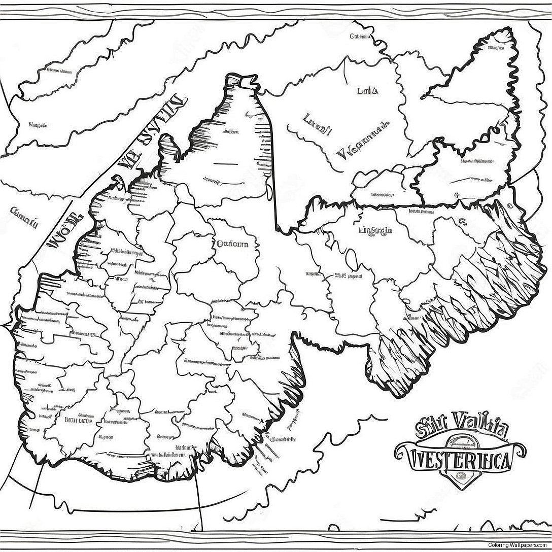 West Virginia Staat Kaart Kleurplaat 48005