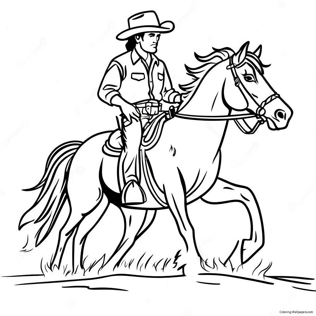 Western Cowboy Auf Pferd Ausmalbild 56290