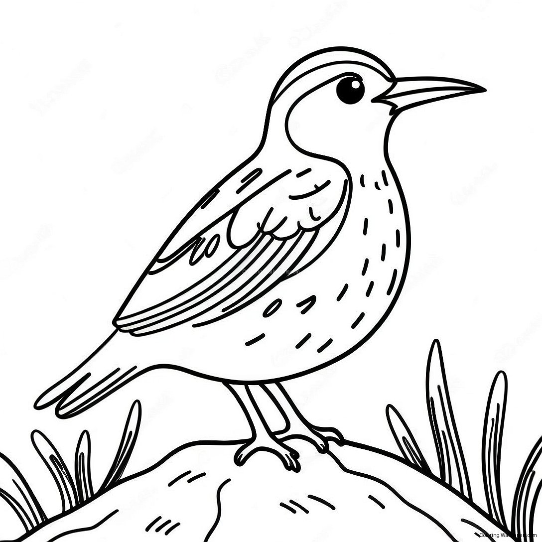 Western Meadowlark Singing Coloring Page 51203