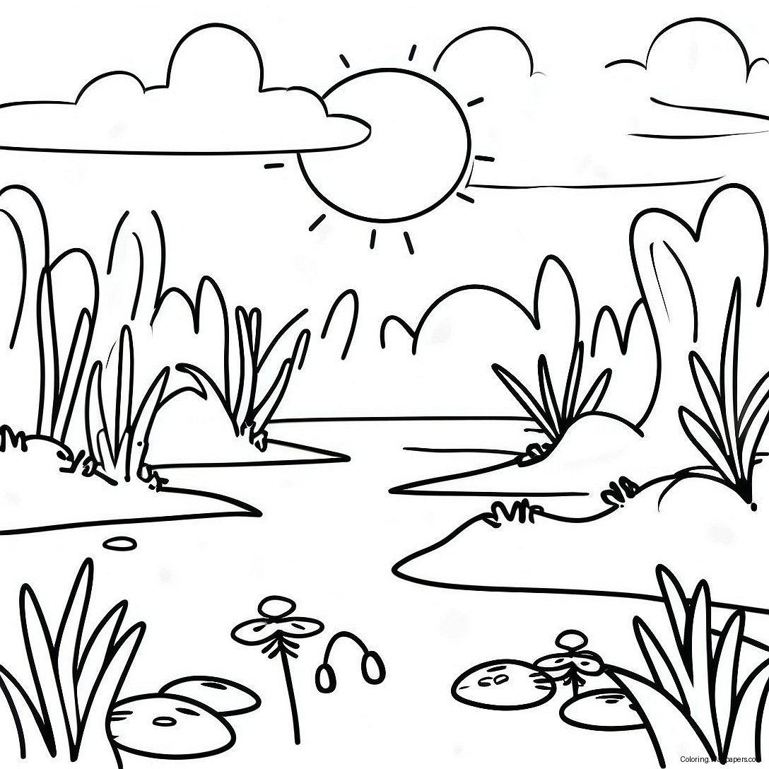 Wetlands Nature Scene Coloring Page 41436