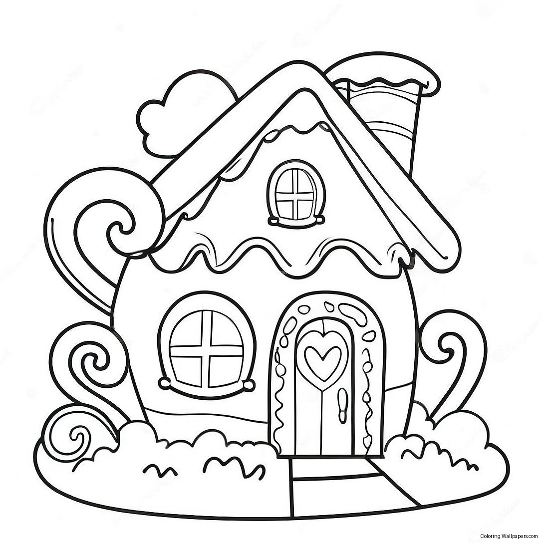 Whimsical Candy House Coloring Page 53624