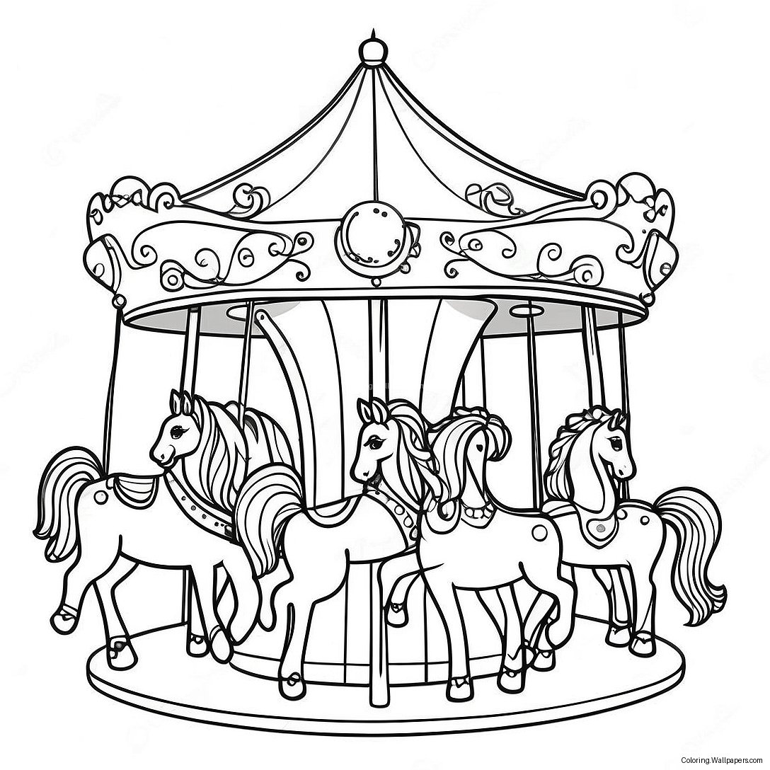 Whimsical Carousel Animals Coloring Page 25194