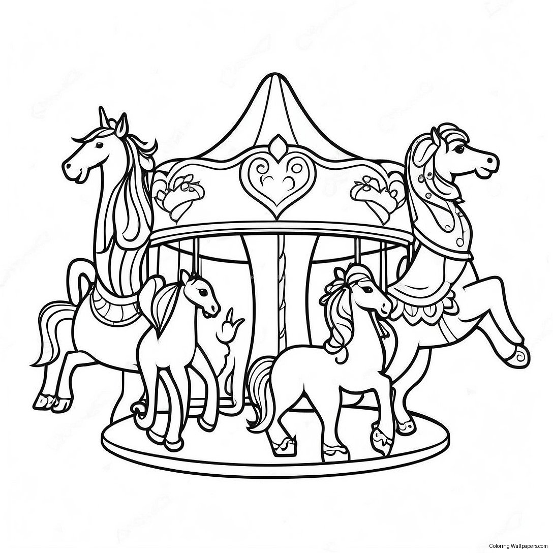 Whimsical Carousel Animals Coloring Page 25195