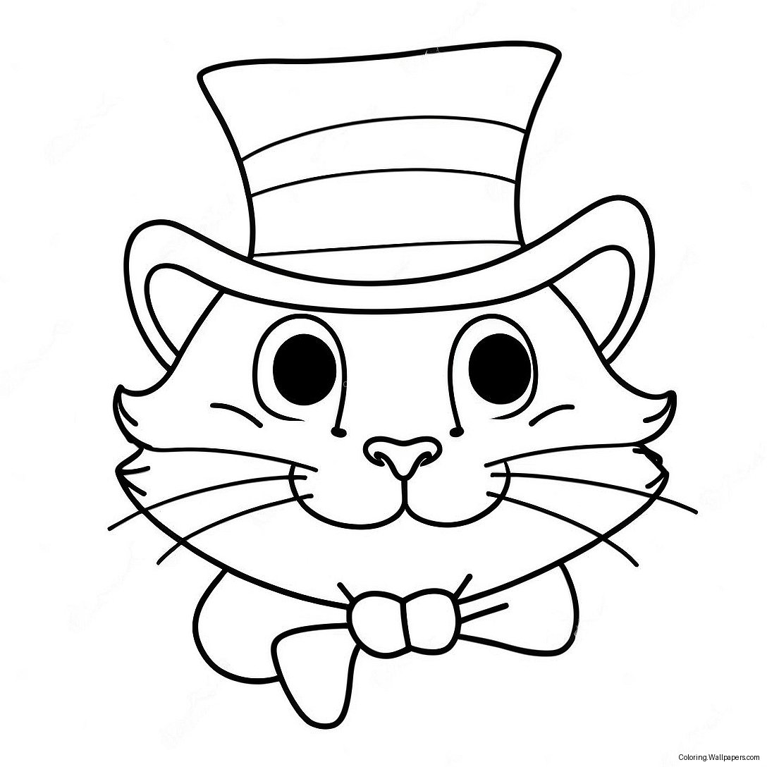 Whimsical Cat In The Hat Coloring Page 4480