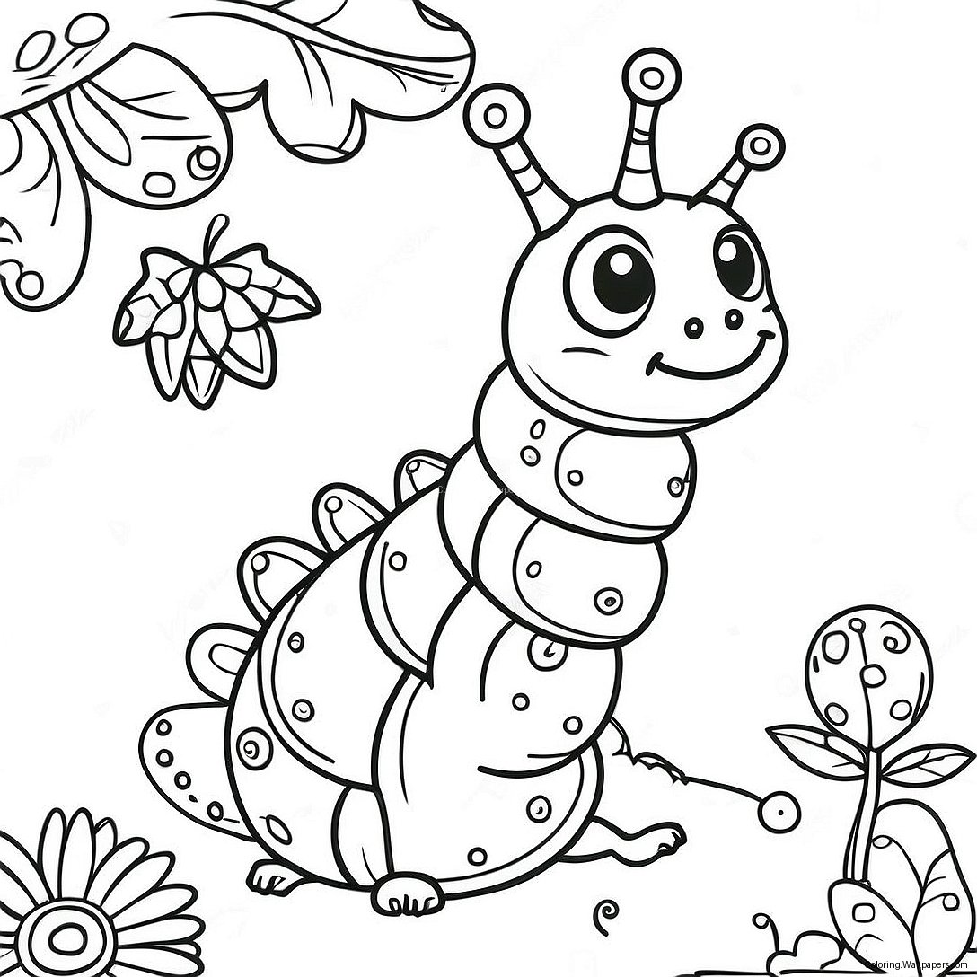 Whimsical Caterpillar In Wonderland Coloring Page 25260