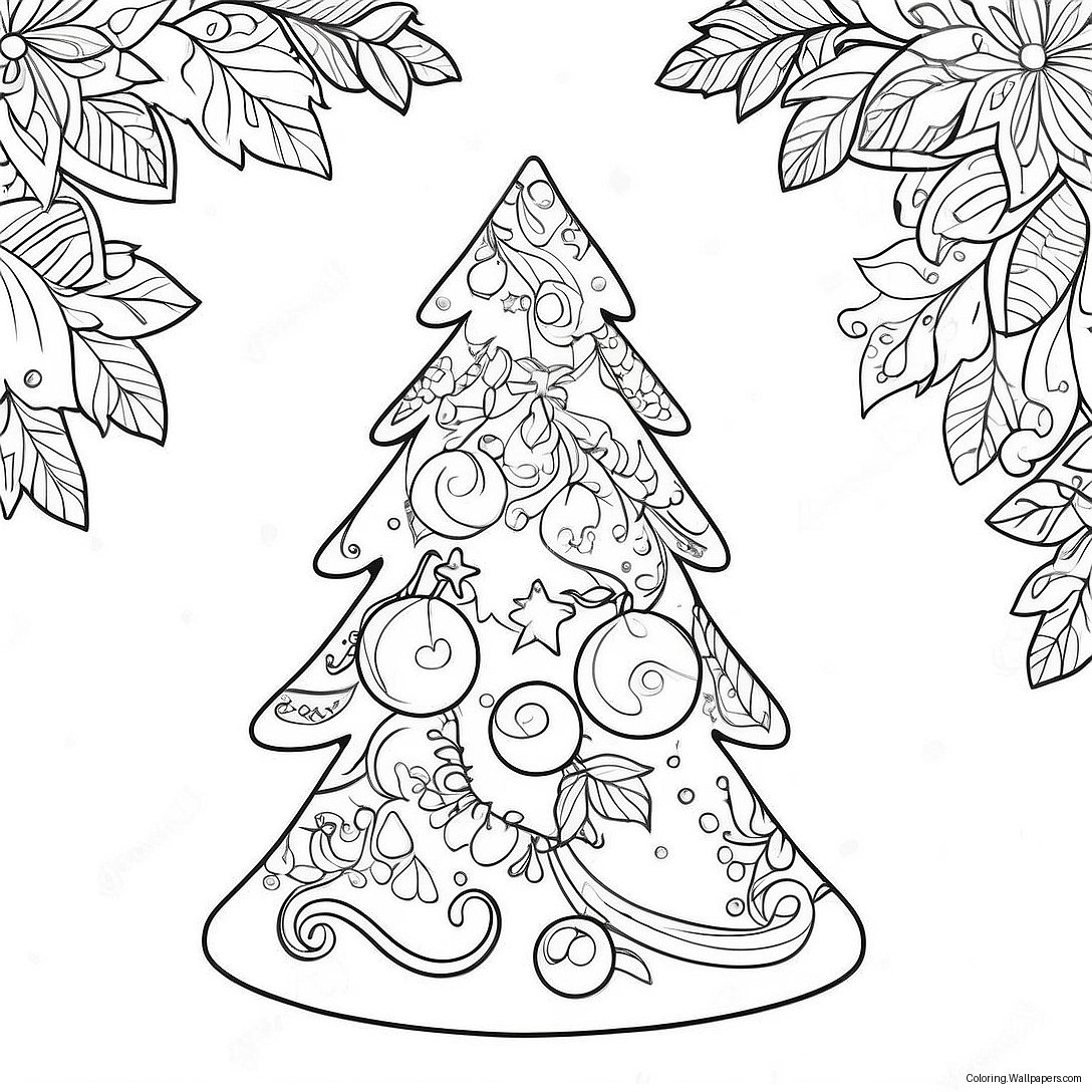 Página Para Colorear De Árbol De Navidad Caprichoso 3752