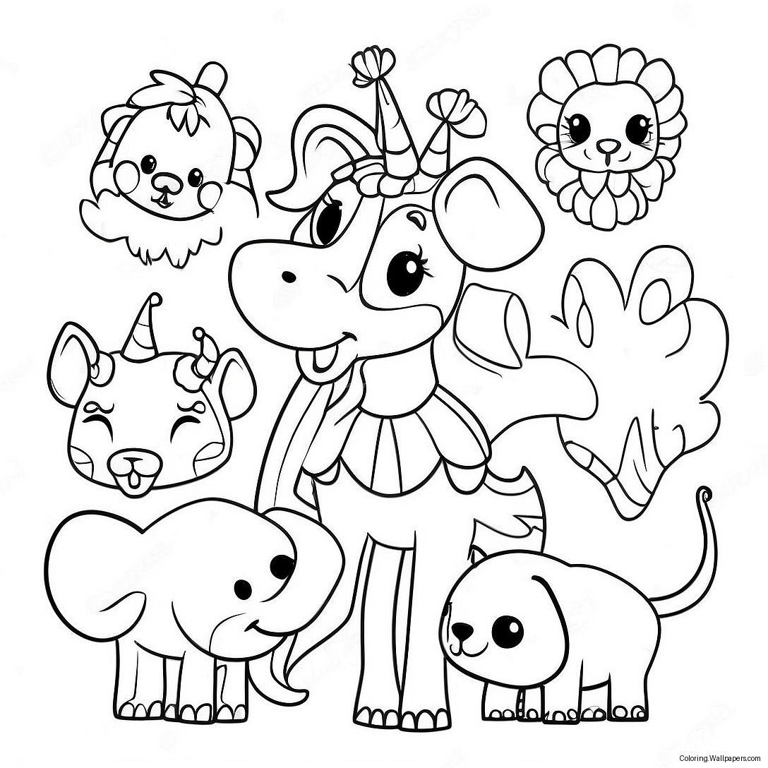 Whimsical Circus Animals Coloring Page 46741