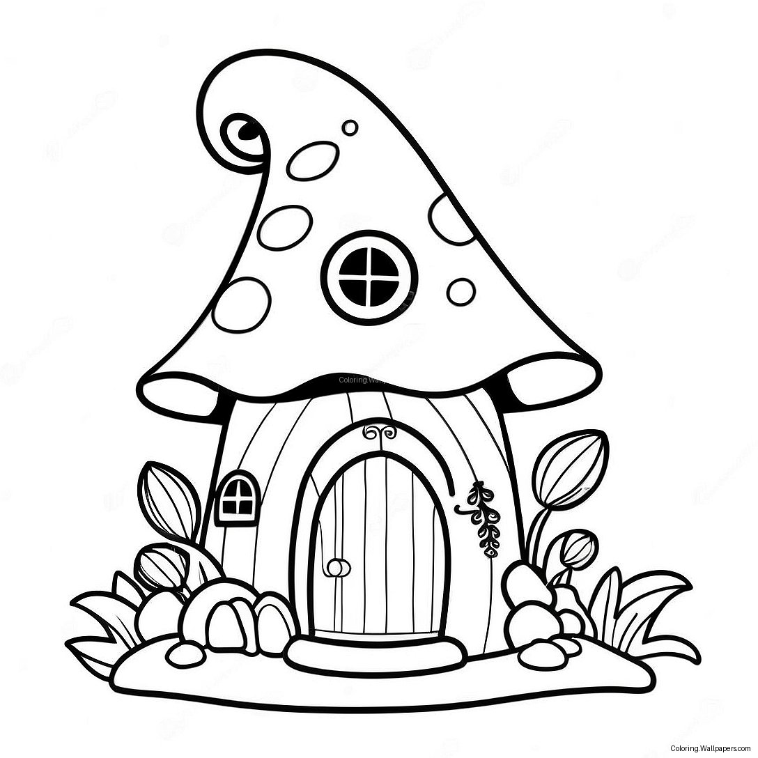 Whimsical Fairy House Coloring Page 36850