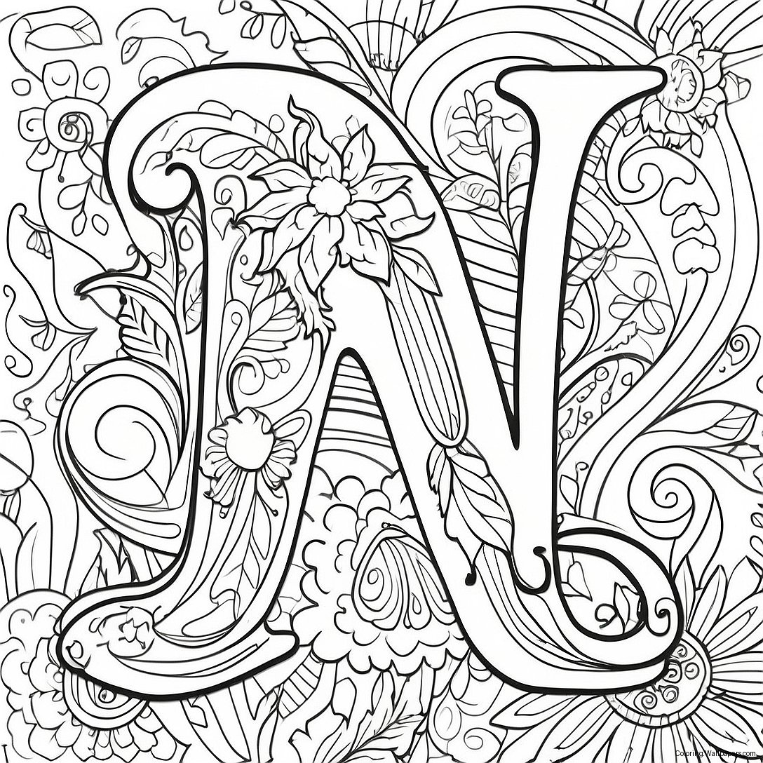 Whimsical Letter W Coloring Page 13446