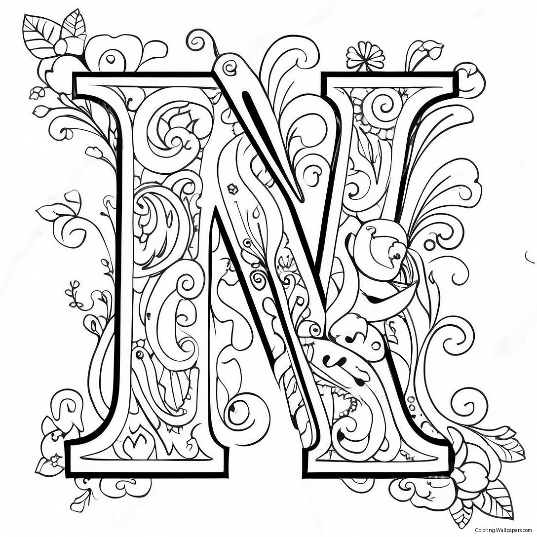 Whimsical Letter W Coloring Page 13447