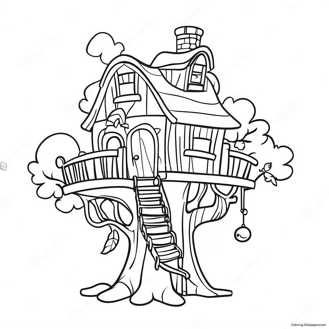 Whimsical Magic Treehouse Coloring Page 30305