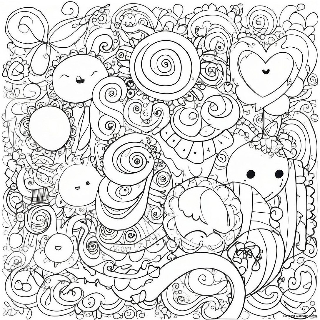 Whimsical Scribbles Coloring Page 53007