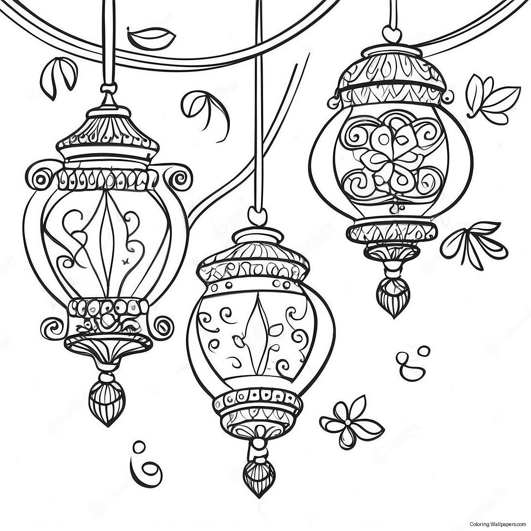 Whimsical Tangled Lanterns Coloring Page 36463