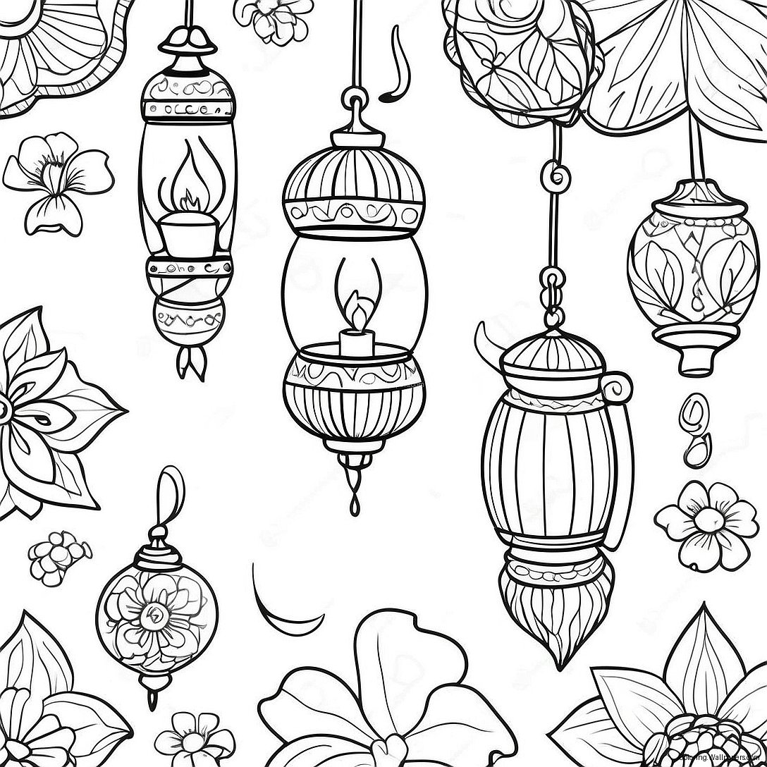 Whimsical Tangled Lanterns Coloring Page 36464