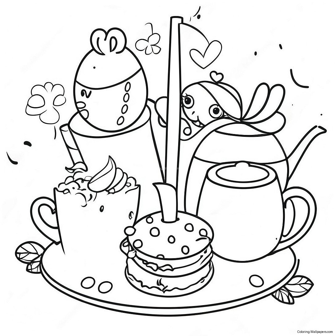 Whimsical Tea Party Coloring Page 4225