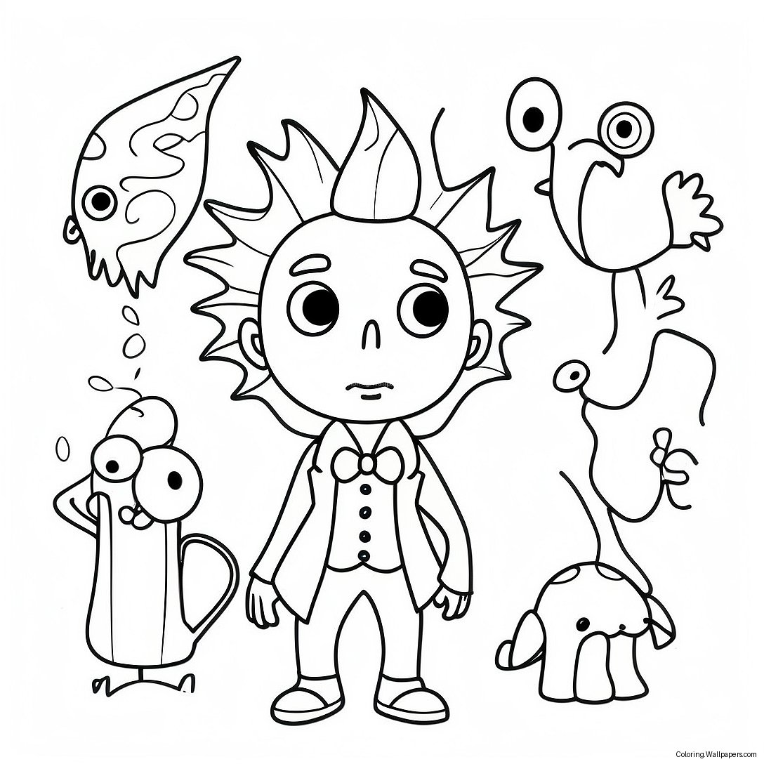 Whimsical Tim Burton Characters Coloring Page 10962