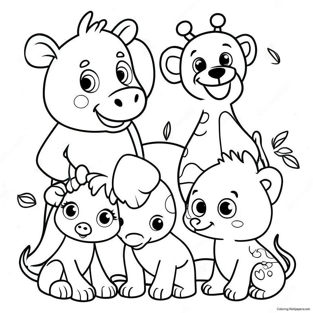 Whimsical Zoo Animals Coloring Page 57641