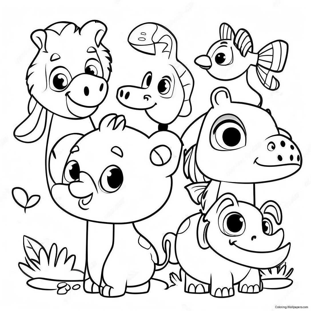 Whimsical Zoo Animals Coloring Page 57644