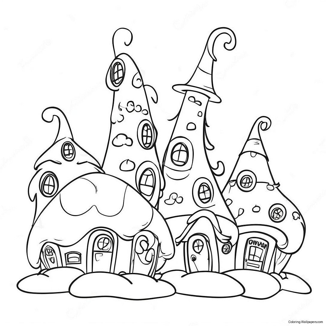 Whoville Houses Coloring Page 7862