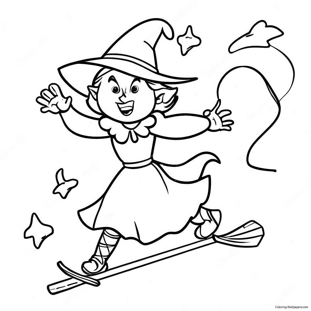 Wicked Witch Of The West Flying On A Broomstick Coloring Page 45129